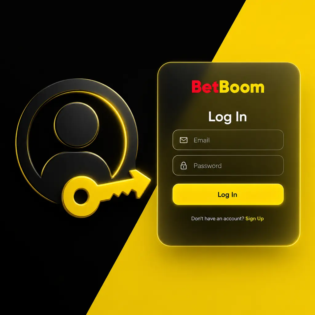 Panel de inicio de sesión en Betboom para gestionar depósitos, retiros, apuestas y bonos de forma segura